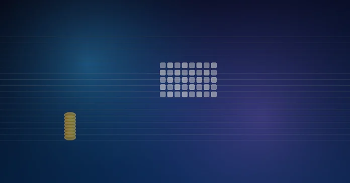 Abstract AI speed + savings concept for Grok 4 Fast (2M context, low cost) Abstract speed + savings hero for Grok 4 Fast (blue gradient, token grid, coin stack)